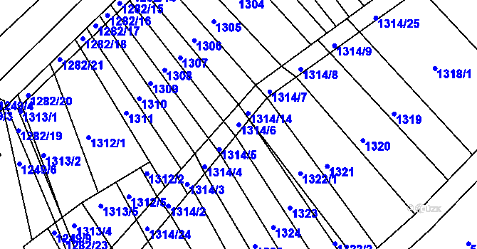 Parcela st. 1314/6 v KÚ Ořechov, Katastrální mapa