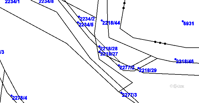 Parcela st. 2218/27 v KÚ Ořechov, Katastrální mapa