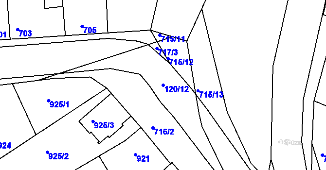 Parcela st. 120/12 v KÚ Ořechov, Katastrální mapa
