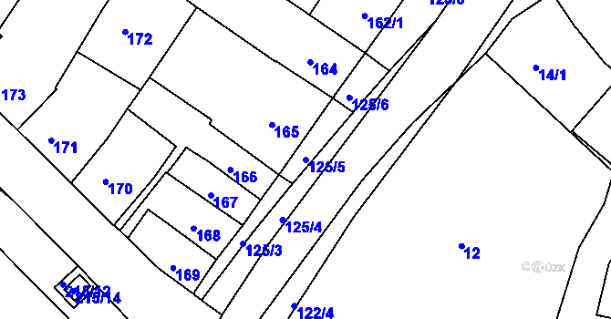 Parcela st. 125/5 v KÚ Ořechov, Katastrální mapa