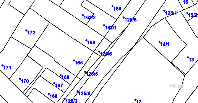 Parcela st. 125/6 v KÚ Ořechov, Katastrální mapa