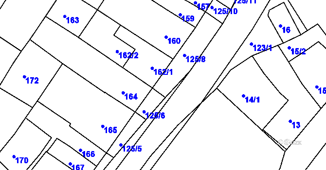 Parcela st. 125/7 v KÚ Ořechov, Katastrální mapa