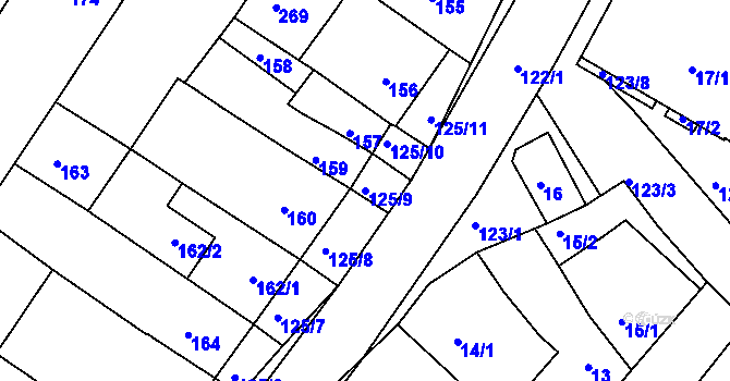 Parcela st. 125/9 v KÚ Ořechov, Katastrální mapa
