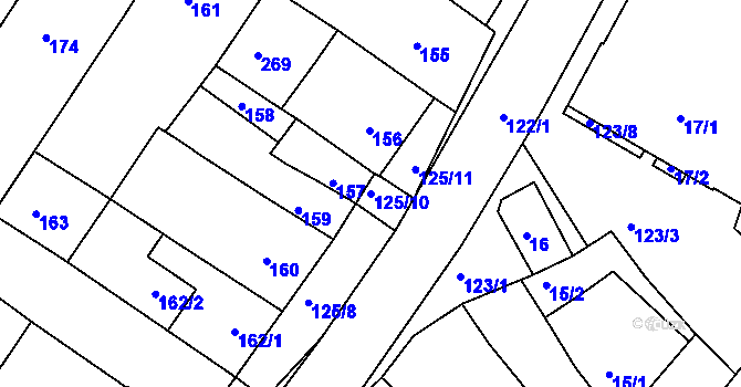 Parcela st. 125/10 v KÚ Ořechov, Katastrální mapa