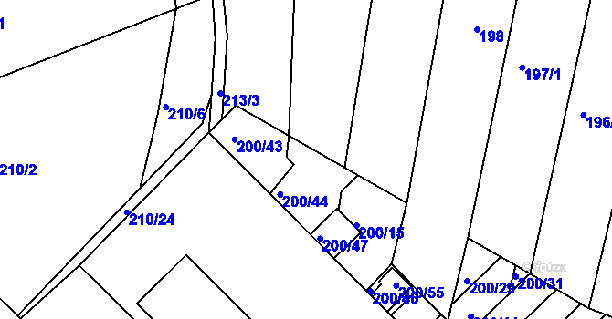 Parcela st. 200/24 v KÚ Ořechov, Katastrální mapa