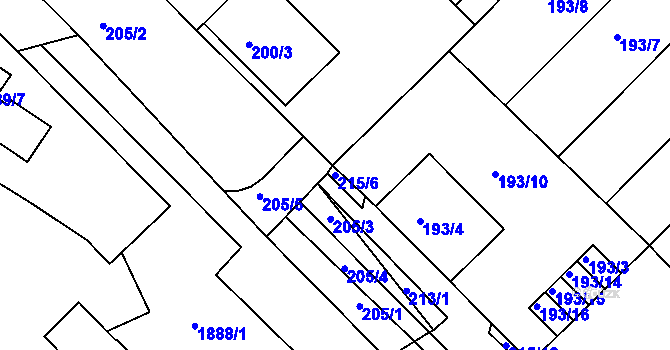 Parcela st. 215/6 v KÚ Ořechov, Katastrální mapa