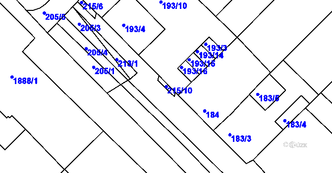 Parcela st. 215/10 v KÚ Ořechov, Katastrální mapa