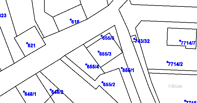 Parcela st. 655/3 v KÚ Ořechov, Katastrální mapa