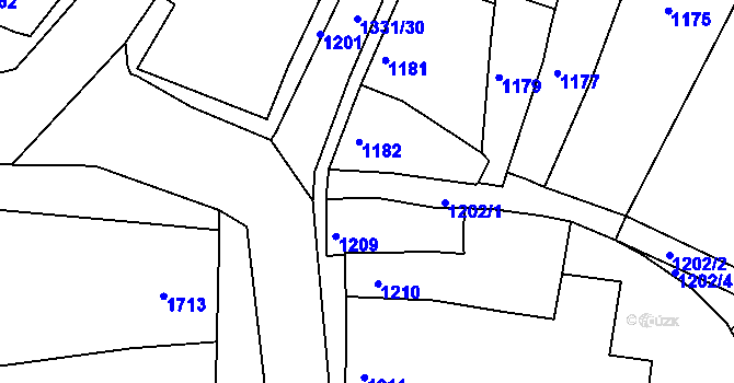 Parcela st. 1202/22 v KÚ Ořechov, Katastrální mapa