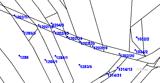 Parcela st. 1202/35 v KÚ Ořechov, Katastrální mapa
