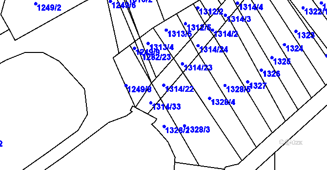 Parcela st. 1314/22 v KÚ Ořechov, Katastrální mapa