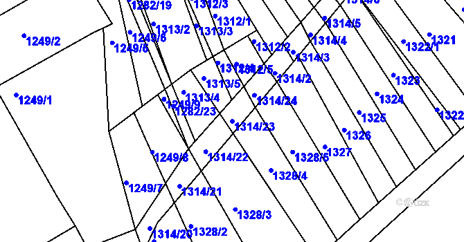 Parcela st. 1314/23 v KÚ Ořechov, Katastrální mapa