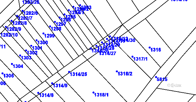 Parcela st. 1314/27 v KÚ Ořechov, Katastrální mapa