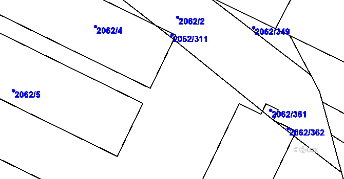 Parcela st. 2062/345 v KÚ Ořechov, Katastrální mapa