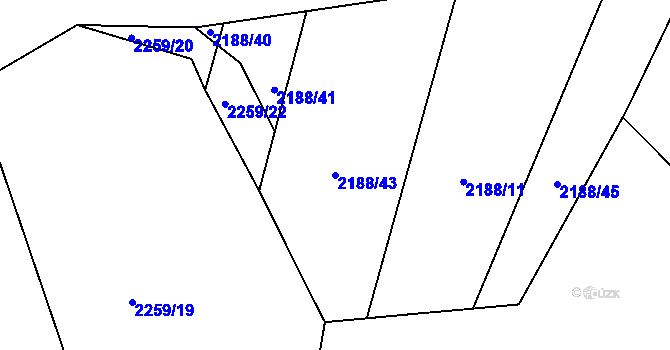 Parcela st. 2188/43 v KÚ Ořechov, Katastrální mapa