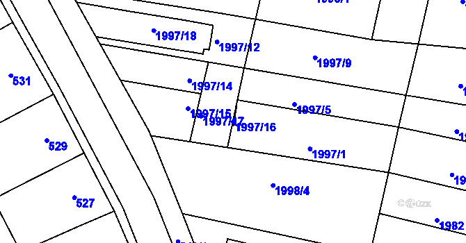Parcela st. 1997/16 v KÚ Ořechov, Katastrální mapa