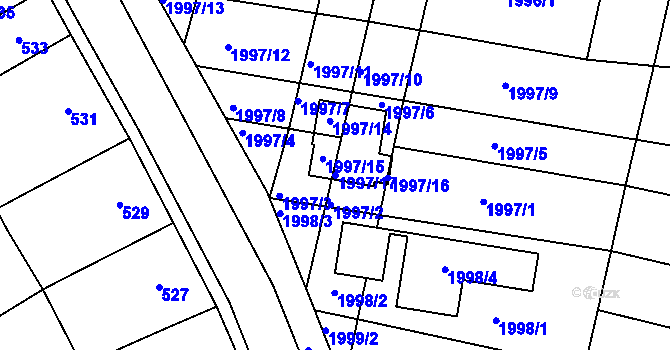 Parcela st. 1997/17 v KÚ Ořechov, Katastrální mapa