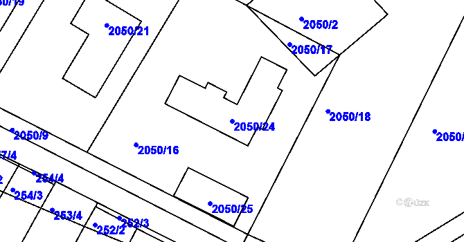 Parcela st. 2050/24 v KÚ Ořechov, Katastrální mapa