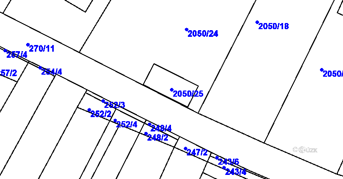 Parcela st. 2050/25 v KÚ Ořechov, Katastrální mapa