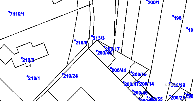 Parcela st. 200/43 v KÚ Ořechov, Katastrální mapa