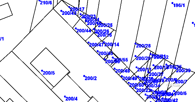 Parcela st. 200/45 v KÚ Ořechov, Katastrální mapa