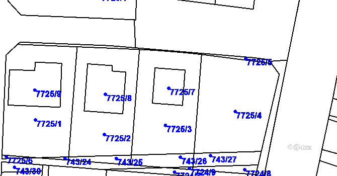 Parcela st. 7725/7 v KÚ Ořechov, Katastrální mapa
