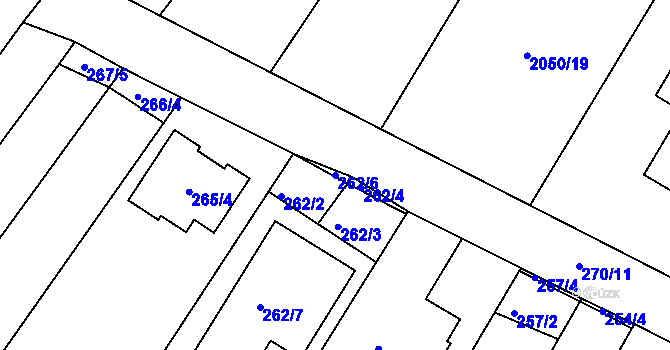 Parcela st. 262/6 v KÚ Ořechov, Katastrální mapa