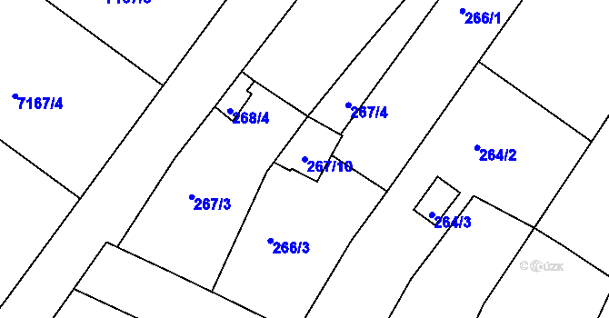 Parcela st. 267/10 v KÚ Ořechov, Katastrální mapa