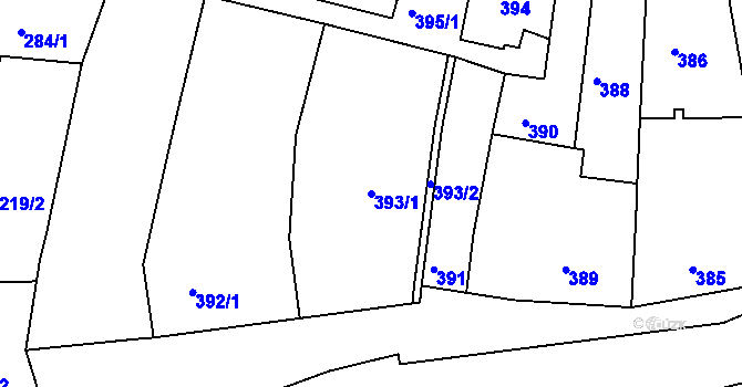 Parcela st. 393/1 v KÚ Ořechov, Katastrální mapa