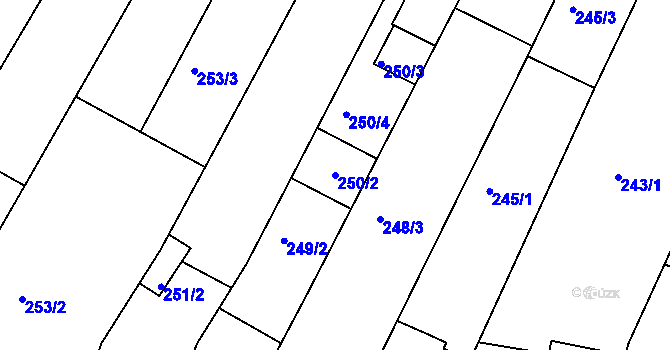 Parcela st. 250/2 v KÚ Ořechov, Katastrální mapa