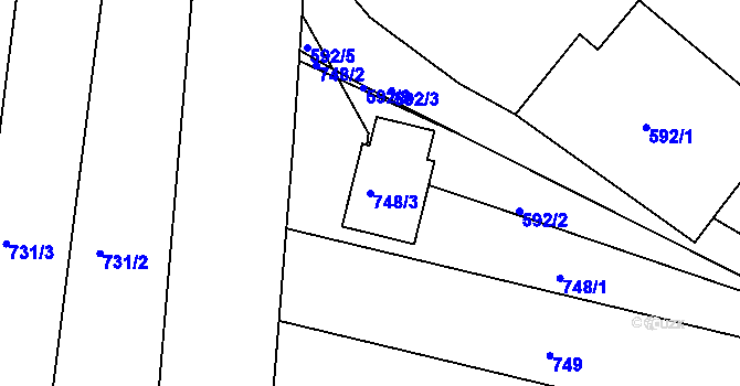 Parcela st. 748/3 v KÚ Ořechov, Katastrální mapa