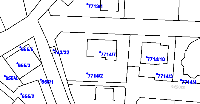 Parcela st. 7714/7 v KÚ Ořechov, Katastrální mapa