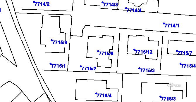 Parcela st. 7715/8 v KÚ Ořechov, Katastrální mapa