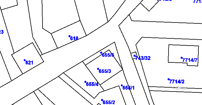 Parcela st. 655/5 v KÚ Ořechov, Katastrální mapa