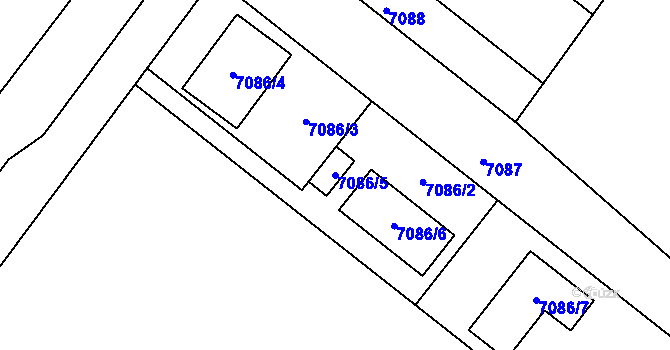 Parcela st. 7086/5 v KÚ Ořechov, Katastrální mapa