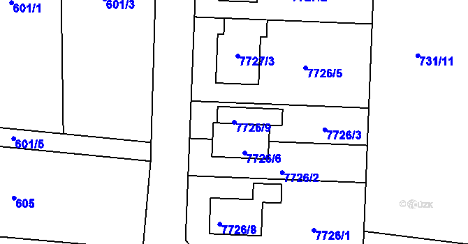 Parcela st. 7726/9 v KÚ Ořechov, Katastrální mapa