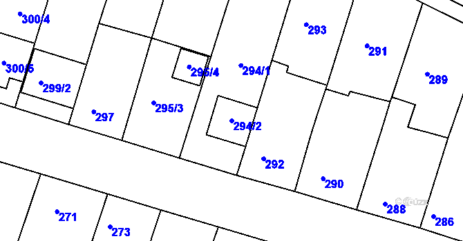 Parcela st. 294/2 v KÚ Ořechov, Katastrální mapa