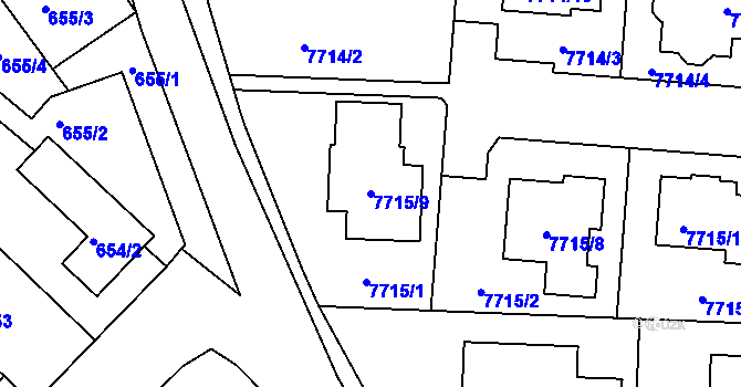 Parcela st. 7715/9 v KÚ Ořechov, Katastrální mapa