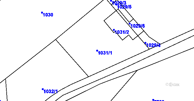 Parcela st. 1031/1 v KÚ Ořechov, Katastrální mapa
