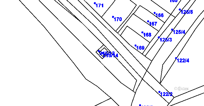Parcela st. 215/14 v KÚ Ořechov, Katastrální mapa