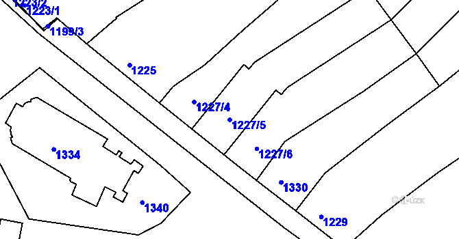 Parcela st. 1227/5 v KÚ Ořechov, Katastrální mapa