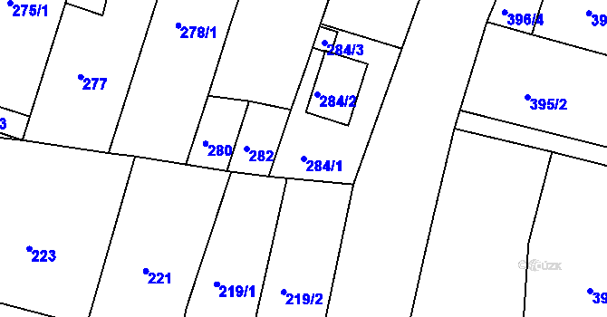 Parcela st. 284/1 v KÚ Ořechov, Katastrální mapa