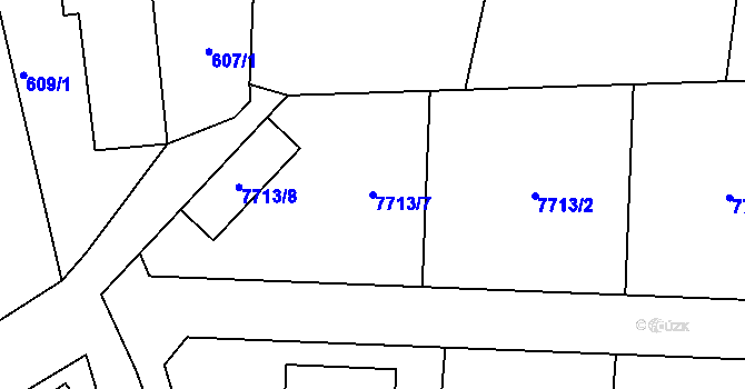 Parcela st. 7713/7 v KÚ Ořechov, Katastrální mapa