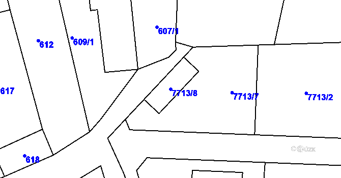 Parcela st. 7713/8 v KÚ Ořechov, Katastrální mapa