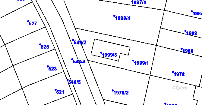 Parcela st. 1999/3 v KÚ Ořechov, Katastrální mapa