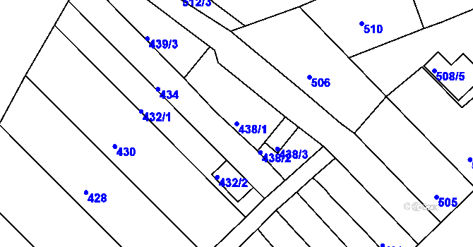 Parcela st. 438/1 v KÚ Ořechov, Katastrální mapa
