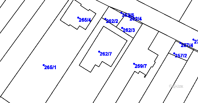 Parcela st. 262/7 v KÚ Ořechov, Katastrální mapa