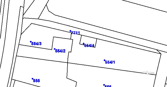 Parcela st. 554/4 v KÚ Ořechov, Katastrální mapa