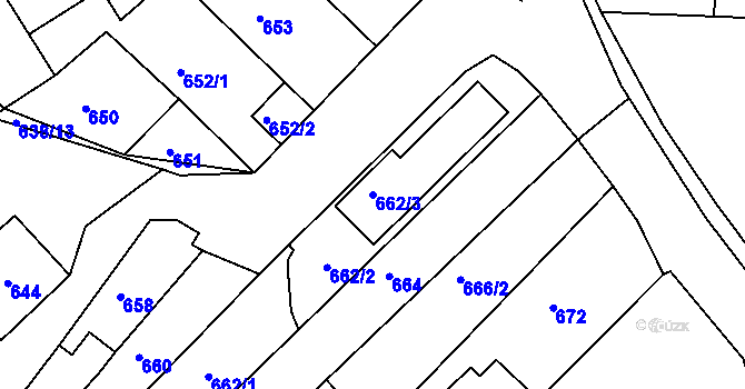 Parcela st. 662/3 v KÚ Ořechov, Katastrální mapa