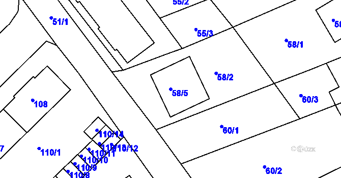 Parcela st. 58/5 v KÚ Ořechov, Katastrální mapa